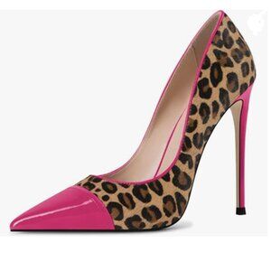FSJ Fuchsia Sexy Leopard Printed Dress Shoes Pointy Toe High Heel Stilettos Pump